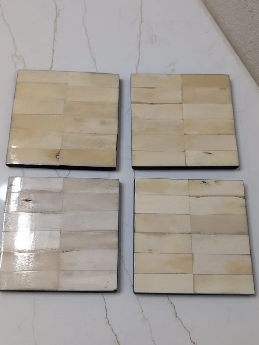 Pier 1 Imports Set Of 4 Square Bone Coasters in Original Box Made In India